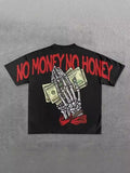Street Skull Money Printing Oversized Pattern T-Shirt Gothic Cotton T-Shirt Y2k Blouse Short Sleeves For Harajuku