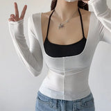 Zingj Trendy Ladies' Hot Girl Style Low-Necked Bottomed Shirt In Summer, A New Color Halter Halter Top With Two