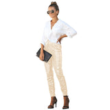 Women Leggings Long Pencil Pants Elastic High Waist Drawstring Black Cargo Pants Party Ladies Trousers Streetwear