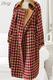 Autumn Winter Long Thickened Warm Red Tweed Woolen Coat Women Sashes Double Breasted Luxury Designer Runway Fashion