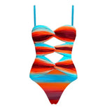 Chest-Meared Hollowed-In Swimsuit Lady 2025 New Gradient Tie Dye Swimsuit