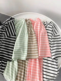 Short Sleeve Korean O-Neck Casual Fashion Shirt Camiseta Feminina Tops T Shirt Women Solid Color Striped Punk