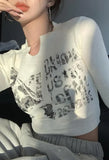 Blurry Long Sleeve Crop Top-Outfit