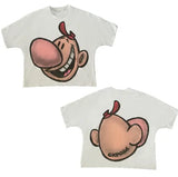 Version Simple Minority Design Cartoon Long Printed Cotton T-Shirt Men's Hip-Hop Harajuku Y2k Loose Couple Blouse 211-0-Outfit