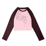Raglan Sleeve Star Print Crop TopOutfit