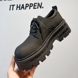 Zingj Platform Derby Shoes Male Advanced Black Leather Shoes British Commuter Business Shoes
