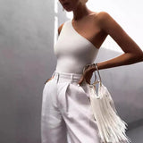 Zingj Style Ebay Nightclub Sports Single Shoulder Strapless Women's Diagonal Shoulder Vest-Outfit
