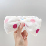 Leopard Soft Bow Wash Face Headbands For Women Girls make Up Coral Fleece Hairbands Hair Holder Headwear Hair