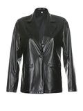 PU Leather Casual Blazer Jacket- Outfit