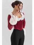 Long Sleeve Lace Flare Trim Corset Top- Outfit