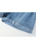 Jeans Shorts Vintage Fashion Y2K Harajuku Streetwear Baggy High Waist Strappy Cross Summer Hot A-line Denim Short