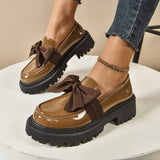 Bow Lefor Shoes Women 2025 Korean Version Of Thick Soles With Lazy British Style Retro Leather