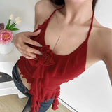 2024 Summer New Women's Hottie To Build Street Fashion Hanging Neck Sexy Bare Waist Vest