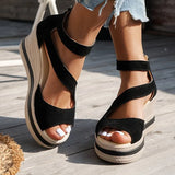 New Slope And Fish Mouth Sandals Women Thick-Sed Loose Cake Casual Sandals Roman Sandals Women
