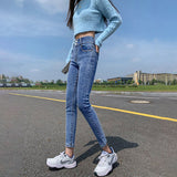 Zingj Female Autumn 2024 New Korean Version Slim Show Thin High Waist Two Buckle Elastic Small Feet Pencil Pants Tide-Outfit