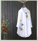 Women White Shirt 100% cotton Casual Wear Button Up Turn Down Collar Long Sleeve Blouse Embroidery Feminina HOT Sale