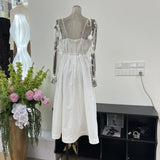 Small And Pure Desire Petal Tective Shoulder Strap Cotton Slings Pure Color Dress To Take Pictures Of The
