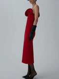 Spring 2025 New Dress Femininity Elegant Fashion Sexy Sleeveless Sling Three-Dimensional Flowers High-Rise