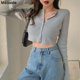 Cardigans Women Knitted Crop Sweater Top Casual Short Cardigan Female Korean Style Black Cute Knit Sweaters Vintage
