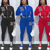 2 Piece Sets Autumn Winter Casual Letter Print Long Sleeve Top&Pencil Pants Suits For Women Clothing