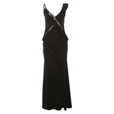 Summer New Women's Style Of French Temperament V Collar Bare Back Leaves Lace Splicing Slinging