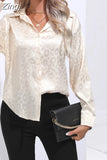 Print Satin Women's Shirt Long Sleeved Shirt New Fashion Silk Shirt Ladies Tops Button Up Blouse Women OL Female