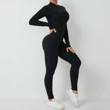 Zingj Zipper Detachable Chest Pad Long Sleeve Yoga Conjoined Suit High Intensity Fitness Exercise Conjoined Tights-Outfit