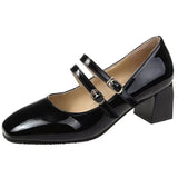 Zingj Women's Shoes French Style New Vintage Mary Jane Shoes Thick Heels One-Word Buckle High Heels Square Head Fashionable Ladies Single