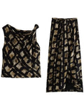 Knot Long Skirts For Women Fashion 2023 Printed Vintage Skirt Woman Mid-Waist Slit Skirt Sets Elegant Women's