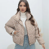 Plaid Women's Coat Bread Jacket Warm Down Cotton-Padded Jacket Women's Cotton-Padded