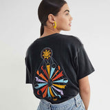 Geometry Graphic Cotton T-shirt Women Summer Round Neck Vintage Tee Shirt Tops 2021 Femme Casual Streetwear Tshirt