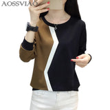 sleeve t shirt women tshirt patchwork plus size t-shirt women tops autumn and winter tee shirt femme camisetas mujer