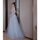Evening Dress Senior Sense 2025 New Blue Banquet Temperament Light Music Art Test Presided Over The High-Level Birthday