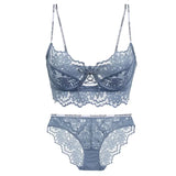 French Lace Embroidery Underwear Set Ultra-thin Bralette Push Up Brassiere Sexy Lace Lingerie Letter Bras and Panty