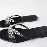 ZARZ Women Flat Sandals Summer 2022 New Fashion Golden Round Toe Bow Sexy Outer Wear Sandals And Slippers Women Beach Luxury