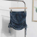 Solid Shot Tie-Dye Printing Net Yarn Rope With Folded Bag Hips Babes Short Skirt Anti-Light Repair Body Skirt