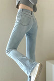 jeans women's spring and autumn 2022 new high-waisted slim all-match black small straight wide-leg mom jeans