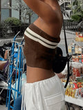 Knit Striped Bandeau Crop Top- Outfit