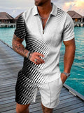 Zipper Lapel Shirts And Pockets Shorts Suits Mens Summer Outfits Fashion Streetwear Vintage Printed Two Piece Sets