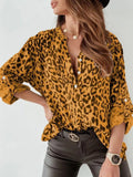 And Autumn Printing Women's Shirt Long-Sleeved Leopard Single-Rower Cardigan Loose Shirt
