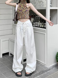Zingj Denim Pants Women's Summer 2024 New High Waist Loose Straight Pants Down Wide Legs Drag The Floor Casual