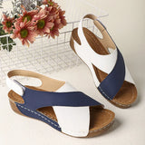 Bottom Cross-Slope Heel Sandals Women Wear Large-Size Impact Air-Breed Magic Sticky Beach Cold