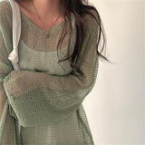 Lazy Style Full Sleeves Jumpers Tops Hollow Out Sexy Women Fashion Casual Streetwear Chic Femme Sweaters