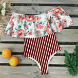 Sexy Ruffle Women Swimwear One Piece Floral Print Swimsuit Push Up Monokini Bodysuit Print Swim Suit Bathing Suit