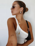 Fashion Camis Tops for Women 2023 Summer Streetwear Basic Sexy Backless Sleeveless White Straps Top