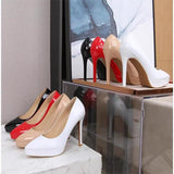 Sharp Temperament Ultra-High Heel Shoes Waterproof Table Fine Heel Nightclub Patent Leather Fashion Single Shoes Women Spring And Autumn 12Cm Shallow