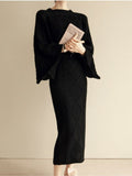 Winter New Fried Dough Twist Sweater Coat Wool Skirt Fashion Korean Two-piece Knit Suit Skirt Pullover Women's