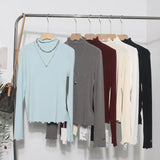 Half High-Necked Bottomed Shirt Women's Autumn And Winter New Bow Embroidery Inside The Top Of The Jacket T-Shirt