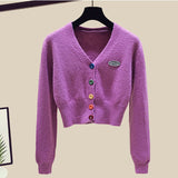 Zingj Summer Fashion Suit Female Net Red New Short Sweater Sweater With Sweatpants Casual Two Sets-Outfit