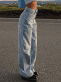 Light Blue Wash Straight Boyfriend Jeans-Outfit